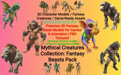 Mythische wezenscollectie: Fantasy Beasts Pack 3D-model