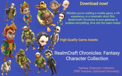 RealmCraft Chronicles: Коллекция персонажей фэнтези 3D модель