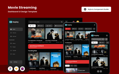 Goplay – шаблон дизайну інформаційної панелі потокового передавання фільмів