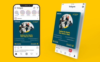 Modèles de réseaux sociaux pour voyages d&amp;#39;aventure | Publications PSD pour randonnées, camping et excursions en plein air