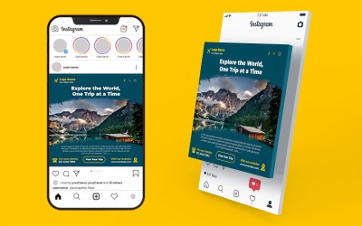 Modelli per social media di viaggi avventurosi | Post PSD per tour all&amp;#39;aperto e nella natura