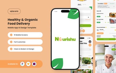 Nourishu – Шаблон дизайна приложения для планирования здорового питания