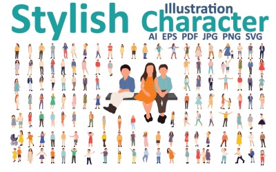 Stijlvolle personages – Trendy geïllustreerde mensen voor branding en design