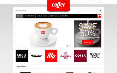 Tema Magento Responsive #51849 "Coffee Store Magento Theme"