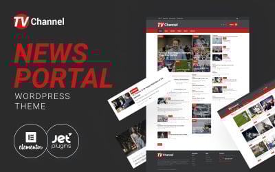 "TVChannel - News Portal Modern Elementor" thème WordPress adaptatif #51867
