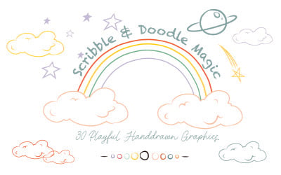 Scribble &amp;amp; Doodle Magic Icons Illustration