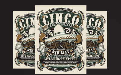 Szablon ulotki retro Cinco De Mayo