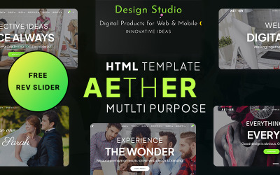 Aether Multipurpose och One Page Parallax HTML5-mall