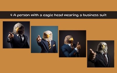 A person with a eagle head wearing a business suit