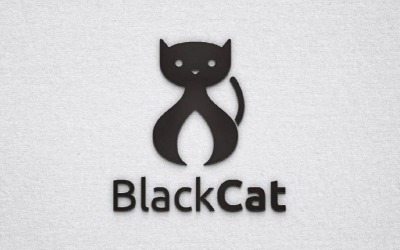 Bellissimo modello di logo con silhouette di animale domestico gatto nero