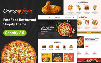 Crazyfood - Tema reattivo Shopify 2.0 per ristoranti fast food