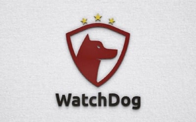 Dog Pet Animal Head Silhouette with Shield Guard Protection Security Logo Template