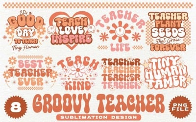 Groovy Teacher Sublimation Designs Bundle