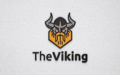Horned Guy Head Viking Pirate Raider Mascot Logo Template