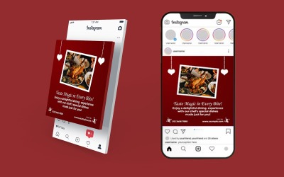 Modelli per social media per cene eleganti | Design di post PSD per ristoranti in hotel