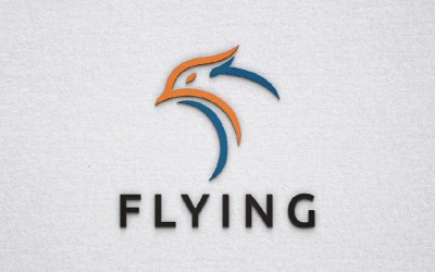 Modello di logo con testa di animale di uccello fenice che vola in libertà