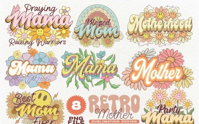 Pacchetto di disegni per sublimazione Retro Mother