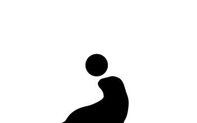 Silhouette of cute seals playing ball.