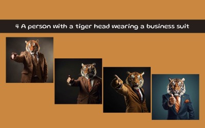 Una persona con cabeza de tigre vistiendo un traje de negocios.