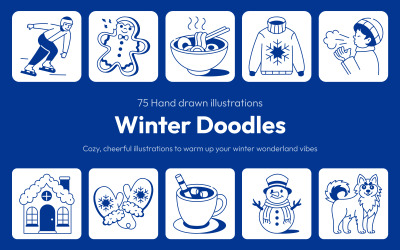 Vinter ritning Illustration Set
