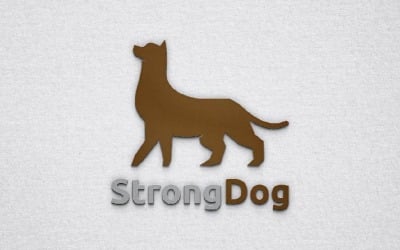 Güçlü Köpek Evcil Hayvan Karakteri Siluet Logo Şablonu
