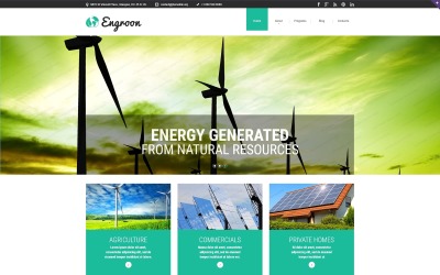 Plantilla de sitio web sensible a la energía eólica