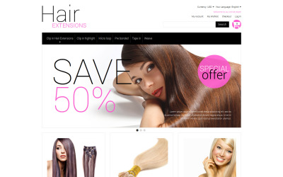 Reszponzív Multipurpose Hair Extensions Magento sablon 51969