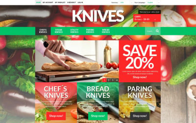 Tema Magento del negozio online di coltelli