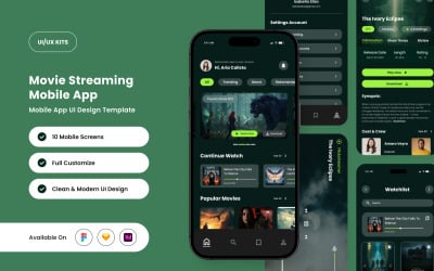Flickstreamer – Film Akışı Mobil Uygulama Tasarım Şablonu