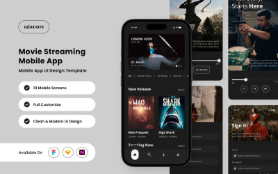 Playtopia – Ontwerpsjabloon voor mobiele app voor filmstreaming