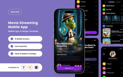 WonderToon – Designmall för mobilapp för filmströmning