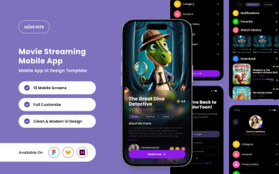 WonderToon – Ontwerpsjabloon voor mobiele app voor filmstreaming