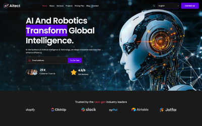 Aitect - тема Wordpress на тему искусственного интеллекта и технологий