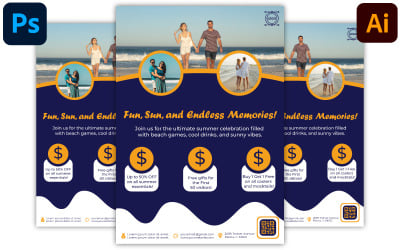 Editable Summer Flyer Design Template – Beach Party, Sale & Event Poster PSD