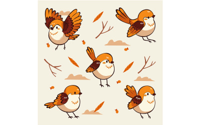 Illustration of Playful Birds
