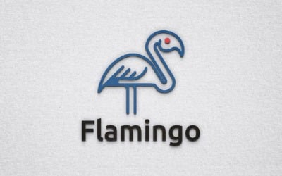 Piękny flaming ptak natura zwierzę w dżungli linia logo szablon