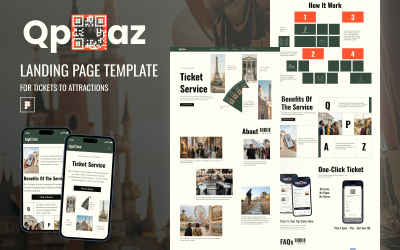 QPAZ – Landingpagina-gebruikersinterfacesjabloon voor het boeken van toegangskaarten voor attracties over de hele wereld
