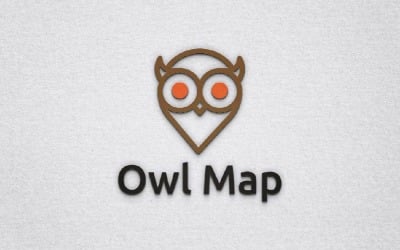 Uroczy ptak sowa postać mapa pin lokalizacja linia podróży logo szablon