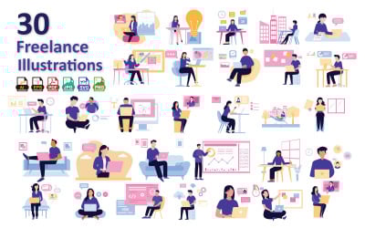 Freelancing Life Illustration – Remote Work Concept Art for Creators & Designers