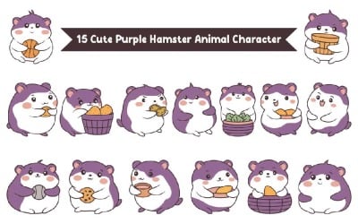 15 Cute Purple Hamster Mouse Animal Character