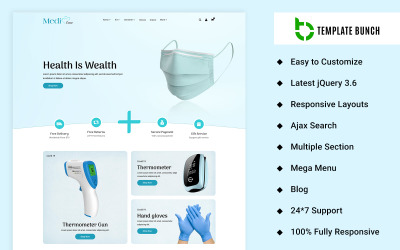 Medi Care - E-Ticaret Web Sitesi Tasarımı için Prestashop Temaları ve Web Sitesi Şablonları