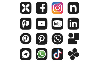 Sociala medier nätverk logotyp vektor ikonuppsättning