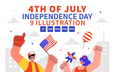 9 Illustrazione del giorno dell&amp;#39;indipendenza del 4 luglio