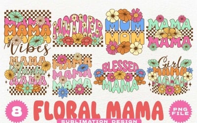 Pacchetto di disegni per sublimazione Floral Mama PNG
