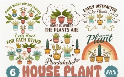 Paquete de diseños de sublimación de plantas de interior PNG