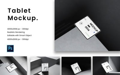 Tablet Mockup with Minimal Concrete Setting