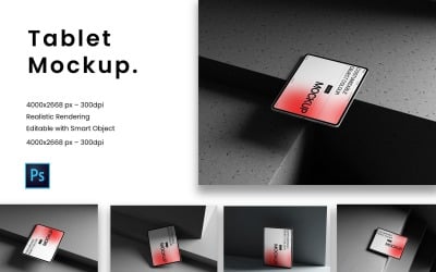 Tablet Mockup with Realistic Stone Background