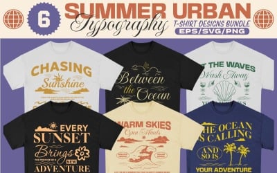 Zestaw projektów koszulek Summer Urban Typography