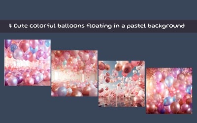 Cute colorful balloons floating in a pastel background
