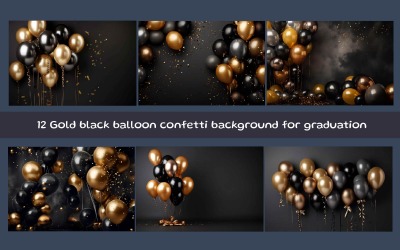 Goldschwarzer Ballon-Konfetti-Hintergrund für den Abschluss